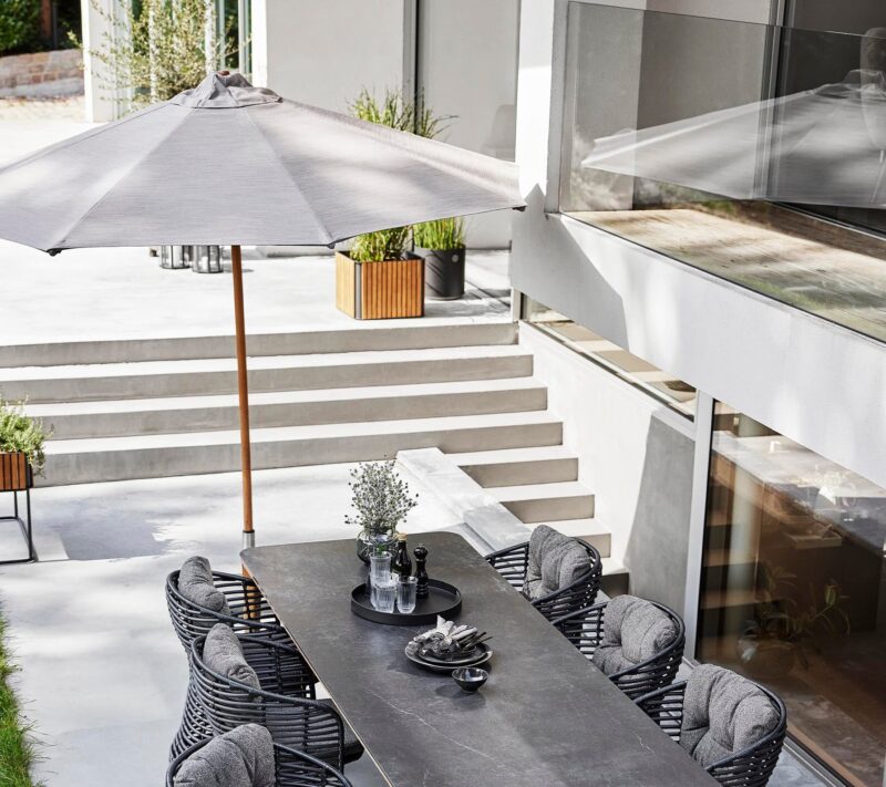 Grand Parasol De Jardin Rond 3m Avec Mecanisme A Poulie Robuste 1