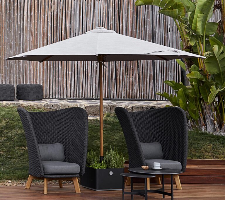 Grand Parasol De Jardin Rond 3m Avec Mecanisme A Poulie Robuste 3