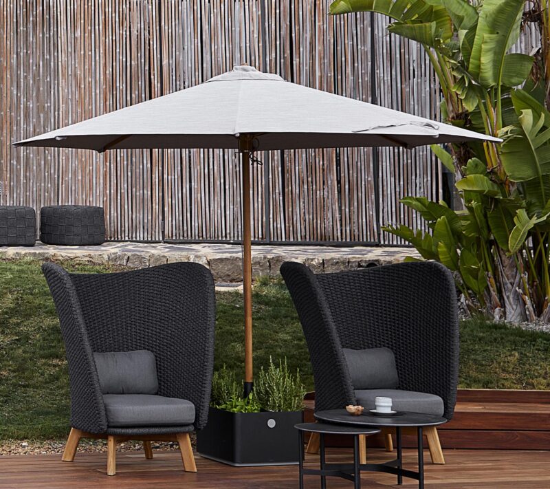 Grand Parasol De Jardin Rond 3m Avec Mecanisme A Poulie Robuste 3